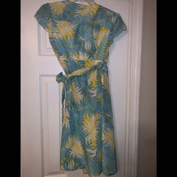 Lilly Pulitzer Blue & Green Wrap, Dress, Size 2 - Picture 3 of 5